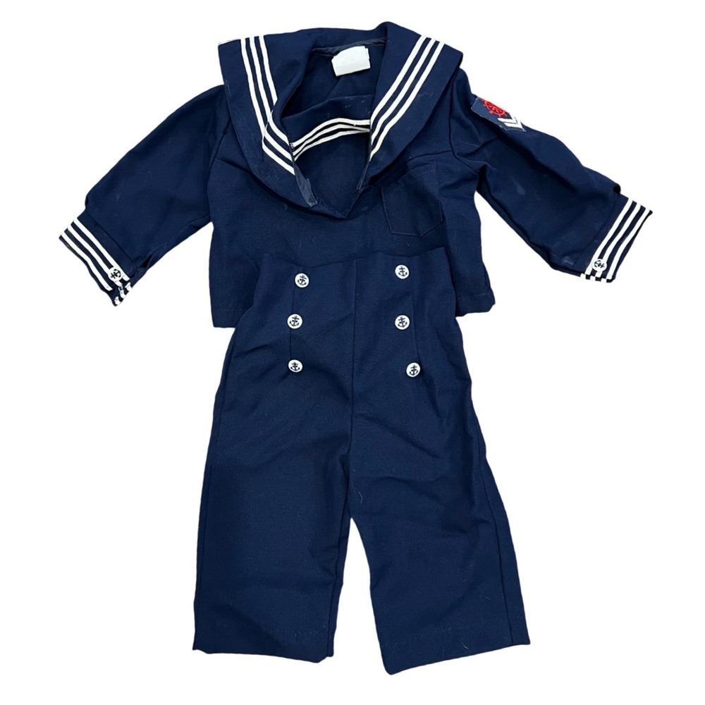 Vintage Mothercare Nautical Sailor Set Navy Blue Made in USA 12 Months 2 Piece